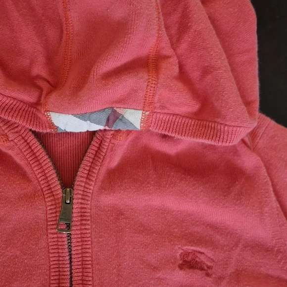 Burberry Kids Red Hooded Zip Up Sweashirt Girls Size 12 Years - Picture 4 of 10